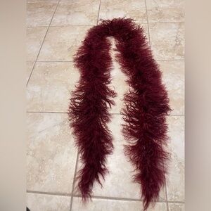 Lord & Tylor  lamb fur Scarf Red Color Beautiful And Good Condition Without Tags